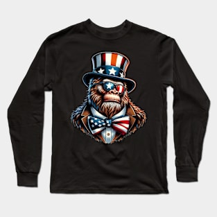 Bigfoot Patriotic Sunglasses American Flag 4th of July Long Sleeve T-Shirt